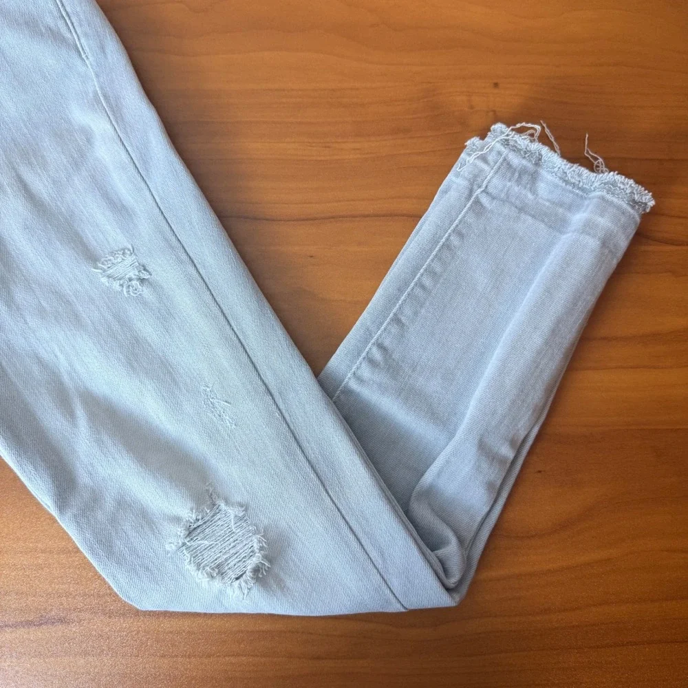Gap Girls Light Grey Distressed High Rise Ankle Jegging Jeans Size 10 Button Fly